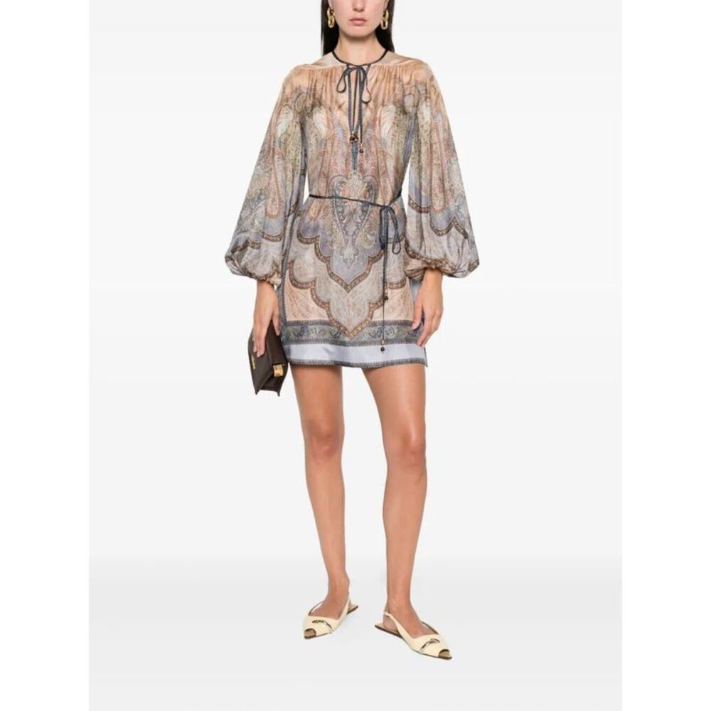 Zimmermann Women Wanderlust Tie-Neck Tunic Dress - Picture 2 of 5